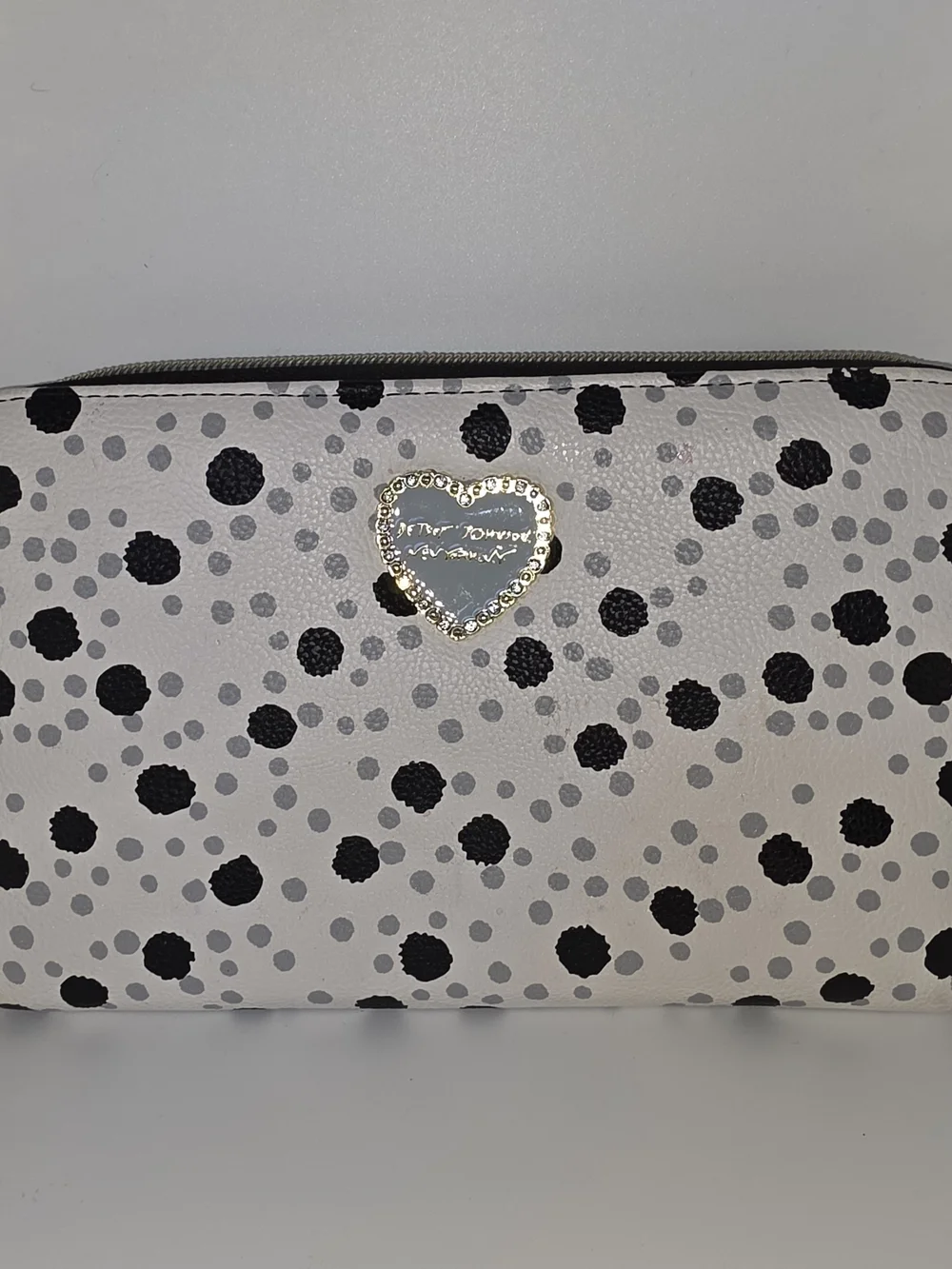 Betsy Johnson Polka Dot Heart Accent Wallet - White/Black